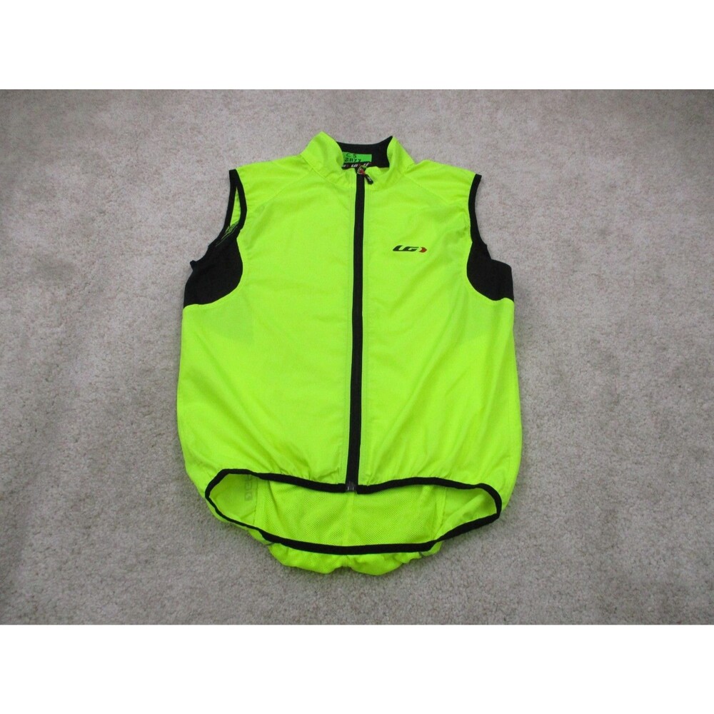 Louis Garneau Cycling Jersey Men Medium Yellow Neon High Vis Sleeveless Full Zip